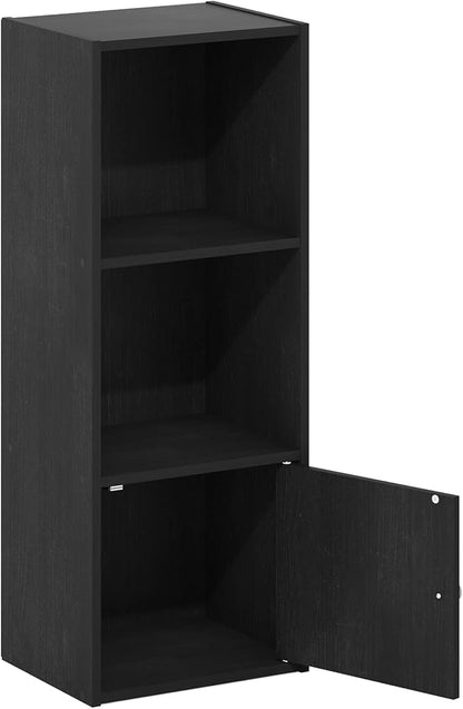 Furinno LUDER Book Shelf, 3-Tier Modern Bookshelf, Bookcase with 1 Door Storage Cabinet, 9.3 x 12 x 31.5, for Organization and Storage, for Living Room, Bedroom, Home Office, Blackwood - Image 8