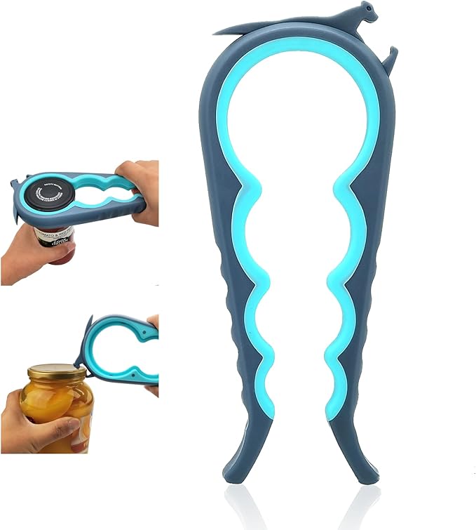 Otstar Jar Opener Bottle Opener and Can Opener for Weak hands, Seniors with Arthritis and Anyone with Low Strength, Mutil Jar Opener Get Lids Off Easily (Blue and Grey) by Otstar