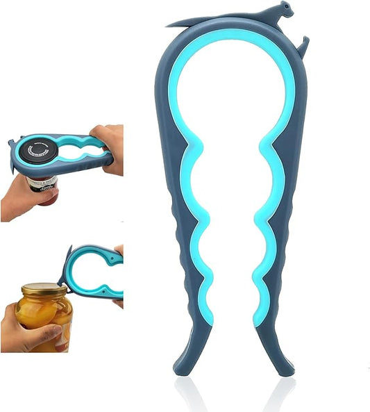Otstar Jar Opener Bottle Opener and Can Opener for Weak hands, Seniors with Arthritis and Anyone with Low Strength, Mutil Jar Opener Get Lids Off Easily (Blue and Grey) by Otstar
