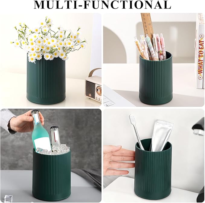 HOMQUEN 360° Rotating Utensil Holder, 6.3''+4.7'' Plastic Kitchen Utensil Holder for Countertop, Large Cooking Utensil Crocks for Kitchen Decor, Utensil Organizer for Spatula, Set of 2 (Green) - Image 7