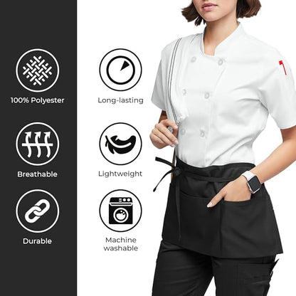 Avalon Kitchen Server Aprons with 3 Pockets, 100% Polyester Waist Apron with Pockets, 24x12 Inche Waitress Apron with Pockets - Image 2