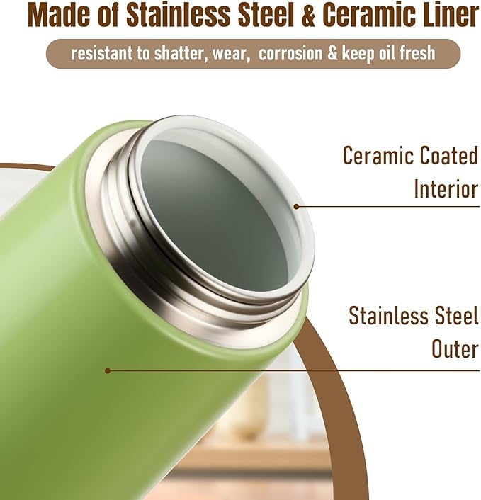 PARACITY 2 in 1 Oil Dipenser Bottle, Stainless Steel (Green-Green) - Image 2