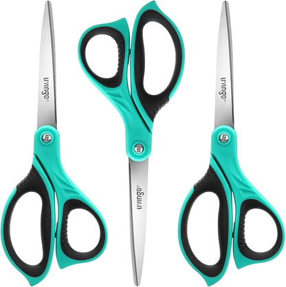 LIVINGO Scissors All Purpose Heavy Duty - 3 Pack 8.5” Blue Sharp Shears for Office Home and School Crafting Sewing Cutting Paper Fabric by LIVINGO