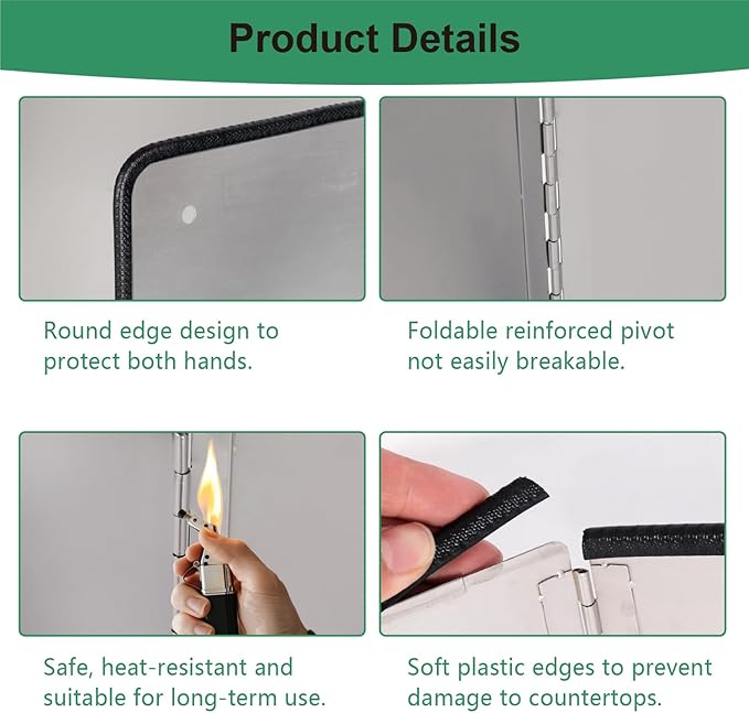 Silver Stainless Steel Large 4 Sided Splatter Guard for Frying Stove Top,Oil Splash Guard Cooking for Stove,Non Stick Foldable Splatter Screen for Stove Top - Image 3