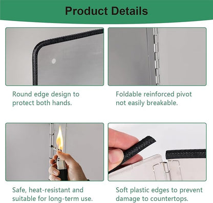 Silver Large 2 Pieces 2 Sided Stainless steel Splatter Guard for Frying Stove Top,Oil Splash Guard Cooking for Stove,Non Stick Foldable Splatter Screen - Image 3