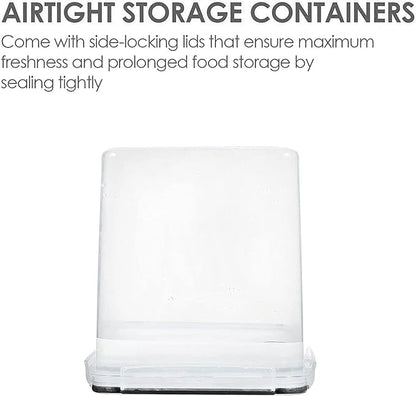 Vtopmart Food Storage Containers 2.5L / 84.5oz, 4 Pieces BPA Free Plastic Airtight Canister for Flour, Sugar, Baking Supplies, with 4 Measuring Cups and 24 Labels, Black - Image 3