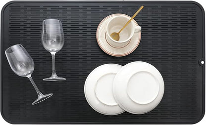 MicoYang Silicone Dish Drying Mat for Multiple Usage,Easy clean,Eco-friendly,Heat-resistant Silicone Mat for Kitchen Counter or Sink,Refrigerator or Drawer Liner Black 3XL 28 inches x 18 inches - Image 7