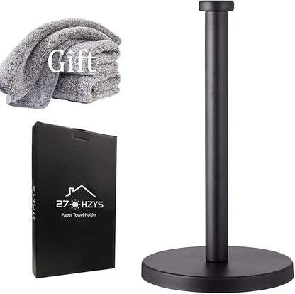 Black Standing Paper Towel Holder for Kitchen& Bathroom Countertop,Under Counter, Table Or BBQ, Standard or Jumbo-Sized Roll Paper (with Stainless Steel Base) by Unknown