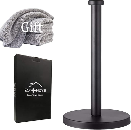 Black Standing Paper Towel Holder for Kitchen& Bathroom Countertop,Under Counter, Table Or BBQ, Standard or Jumbo-Sized Roll Paper (with Stainless Steel Base) by Unknown