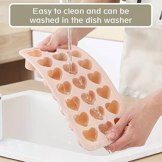 Heart Shape Ice Cube Tray, 21 Holes Silicone Ice Cube Mold with Removable Lid Flexible for Whiskey Cocktail Chocolate - Image 7