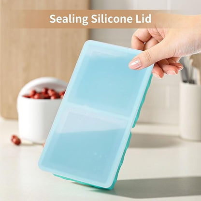 Silicone Freezer Tray for Soup Ice Cubes: 2-Cup Freezing Tray with Lid for Meal Prep - 2Pack Silicon Soup Portion Freeze Trays Make Stock Souped Ice Cube - Image 5