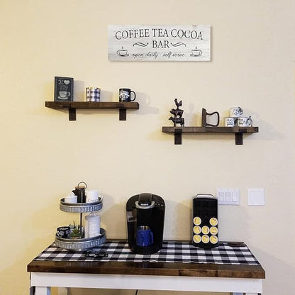Coffee Tea Cocoa Bar Sign Decor Farmhouse Wall Plaque with Wood Grain Retro Cafe Canvas Prints for Bar Decor Open Daily Self Serve Kitchen Cafe Pub Nook Decoration Accessories 6"x17" - Image 6