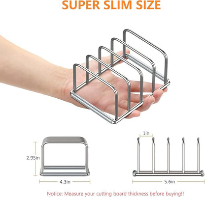 KORRTFID Cutting Board Holder, 2PSC Cutting Board Organizer Rack, 304 Stainless Steel Cookie Sheet Baking Pan and Tray Organizer for Kitchen Cabinet and Pantry Storage (1.0 Inch Width Slots) - Image 2