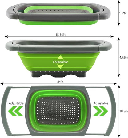 Qimh Colander collapsible, Colander Strainer Over The Sink Vegetable Fruit Strainer Basket (6 Quart) with Extendable Handles, New Kitchen Essentials - Image 5