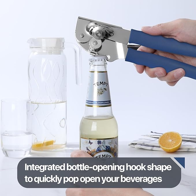 Commercial Can Opener, UHIYEE Hand Crank Can Opener Manual Heavy Duty with Comfortable Extra-long Handles, Oversized Knob, Large Handheld Can Open Easy for Big Cans, Blue - Image 5