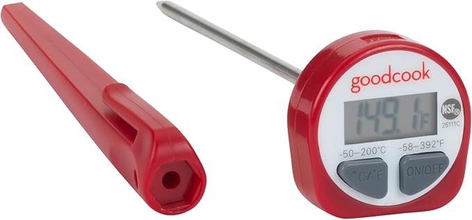 GoodCook Everyday Digital Food Thermometer Instant Read with Stainless Steel Probe, Fahrenheit & Celsius Display & Includes Storage Sleeve, Red - Image 10