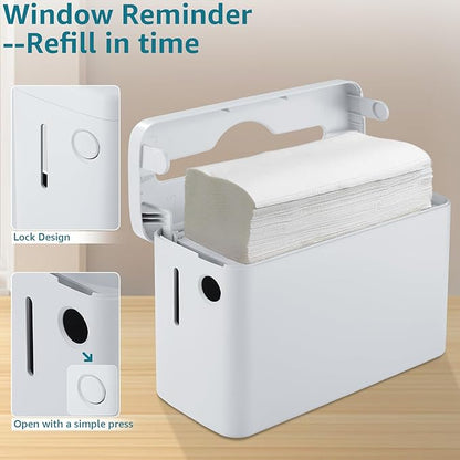 C-fold Paper Towel Dispenser XXLarge - Heavy Duty丨Wide-Design Countertop Folded Paper Towel Dispenser with Lid丨300-Sheet Large Capacity for Hand Towel, White - Image 8