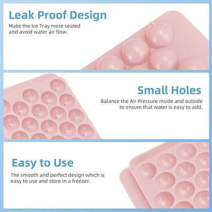 2 Pack Ice Cube Trays Set -with Lids, Storage Container & Ice Tongs,66-Count Stackable Freezer Ice Cube Molds,BPA-Free Mini Ice Maker for Whiskey, Cocktails, Soda & More (1xBlue+1xPink)