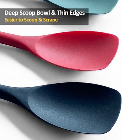 Upgrade Silicone Spatula Spoon Set,VOVOLY Heat Resistant Rubber Spoonula, Seamless Non-Stick Flexible Scrapers for Baking Mixing Tool,3 Pack, - Image 3