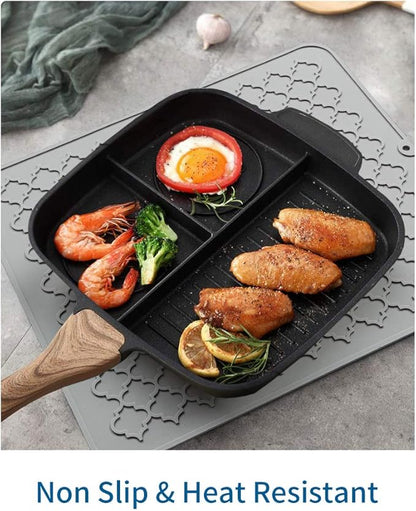 AMOAMI-Dish Drying Mats for Kitchen Counter-Silicone Dish Drying Mat-Kitchen Dish Drying Pad Heat Resistant Mat-Kitchen Gadgets Kitchen Accessories Kitchen Small Appliances(12" x 16", GREY) - Image 4