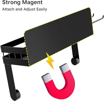 ZUNTO Magnetic Paper Towel Holder for Fridge, Black Kitchen Organizer with Towel Roll Holder, Spice Shelf and 2 Hanging Racks(No Drilling) - Image 2
