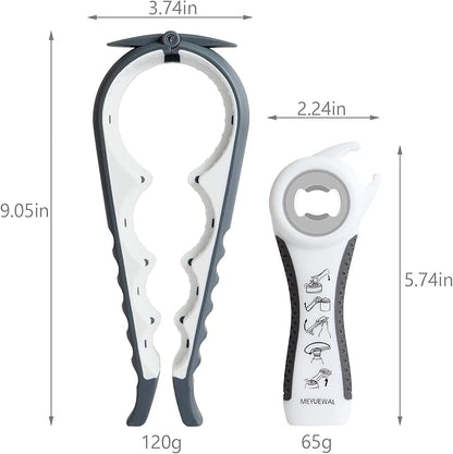 Jar Opener Bottle Opener for Weak Hands, 5-in-1 Multi-Function Can Opener Bottle Opener Kit with Silicone Handle, Easy to Use for Children, Elderly and Arthritis Sufferers (NEW White) - Image 2