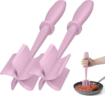 2 Pcs Meat Chopper, Hamburger Grinder, Premium Heat Resistant Smasher for Ground Beef, Burger Grinder Nylon Potato Mix Tool-Pink by PGYARD