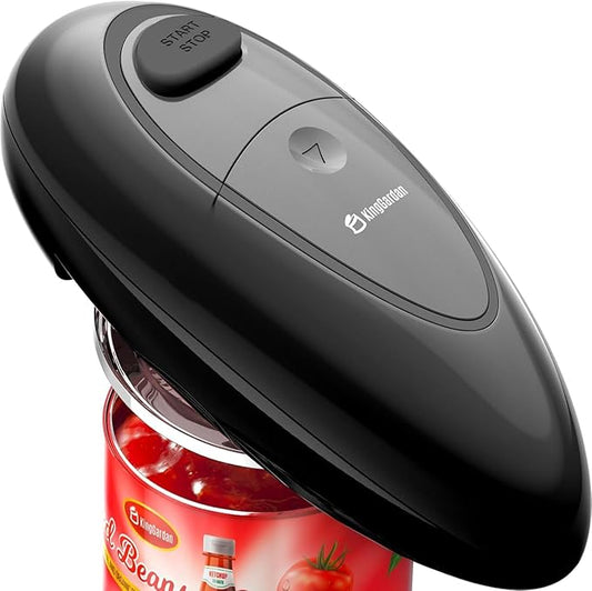 Electric Can Opener, One-Touch Automatic Hands Free Can Opener with Smooth Edge, Battery Operated, Safe & Easy for Seniors with Arthritis, Kitchen, Left-Handed & Weak Hands (Black) by KingGardan