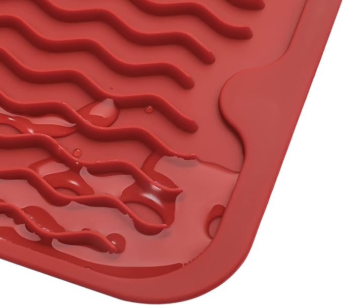 MicoYang Silicone Dish Drying Mat for Multiple Usage,Easy clean,Eco-friendly,Heat-resistant Silicone Mat for Kitchen Counter or Sink,Refrigerator or Drawer Liner Red S 12 inches x 6 inches - Image 9