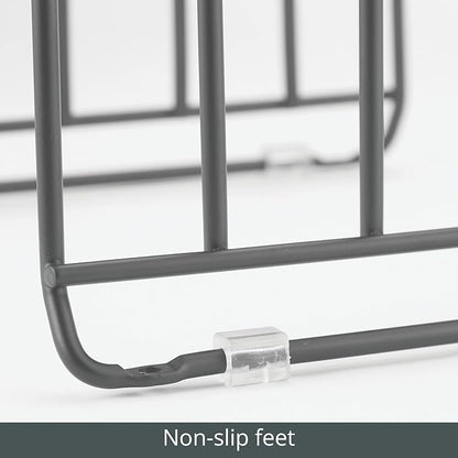 mDesign Pot Lid and Pan Rack — Metal Wire Rack for Cabinets, Pantries or Kitchen Surfaces — Freestanding Pan Stand with 5 Slots for Pans, Pots, Lids and Crockery — Dark Grey - Image 7
