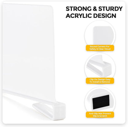 JOY DECOR 2 Pack Acrylic White Shelf Dividers for Closets Organizer and Storage Adjustable Vertical Wood Shelf Closet Separators for Clothes,Book,Bags in Bedroom and Kitchen - Image 5