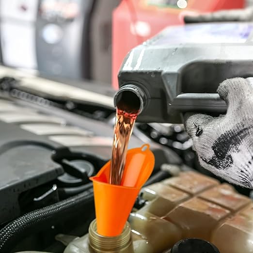 Annurssy Multi-Function Plastic Long Neck Oil Funnel - for All Automotive Oils Lubricants Engine Oils Water Diesel Fuel Kerosene and Other Liquids (4 Orange) - Image 3