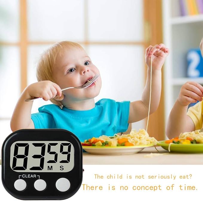 12 Pack Digital Kitchen Timer Large LCD Display Loud Alarm Strong Magnetic Stand, Minute Seconds Count Up Countdown and Simple Operation Timers for Cooking, Bathroom, Kids, Teacher, Classroom - Black - Image 4