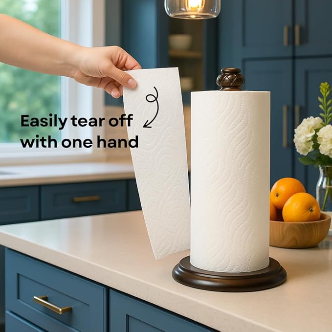 Paper Towel Holder Stand for Countertop, Decorative Freestanding Paper Towel Holder with Non-Slip Weighted Base, Heavy-Duty & Durable, Fits Regular & Jumbo Rolls, Oil Rubbed Bronze - Image 5