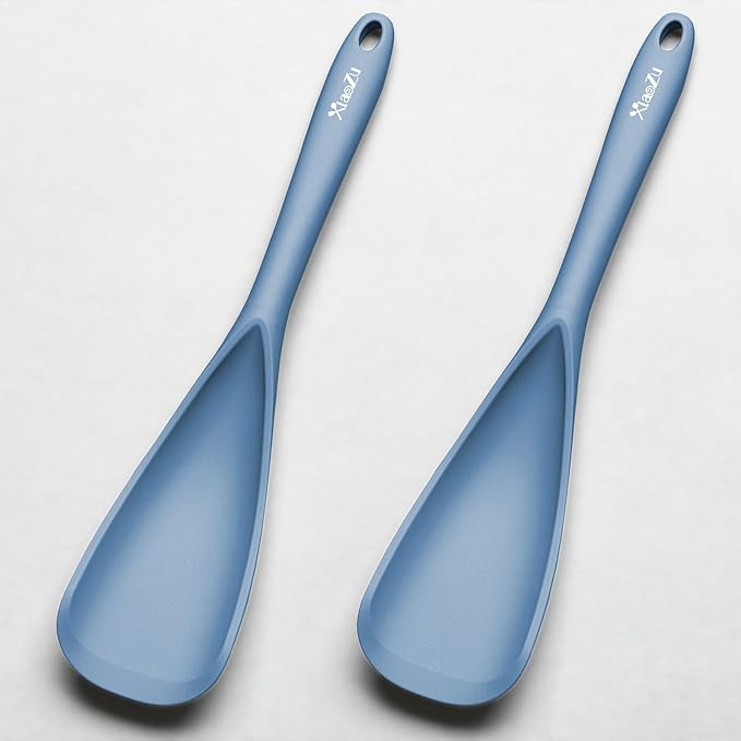 Silicone Spatula Spoon, Great for Both Cooking and Serving Durable BPA-Free Matte Black Silicone, Seamless Design, Safe for Nonstick Cooking Surfaces, 2-Pcs, Starry Blue by XiaoZuHomeKitchen