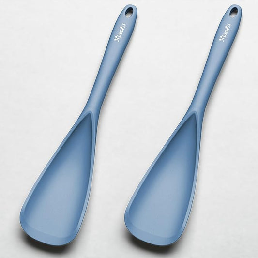 Silicone Spatula Spoon, Great for Both Cooking and Serving Durable BPA-Free Matte Black Silicone, Seamless Design, Safe for Nonstick Cooking Surfaces, 2-Pcs, Starry Blue by XiaoZuHomeKitchen