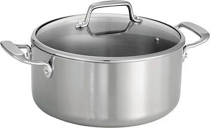 Tramontina Tri-Ply Clad Stainless Steel 5-Quart Dutch Oven Pot with Glass Lid, Induction-Ready, Dishwasher-Safe, NSF-Certified by Tramontina