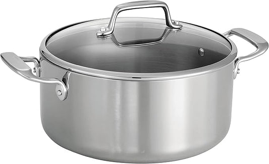 Tramontina Tri-Ply Clad Stainless Steel 5-Quart Dutch Oven Pot with Glass Lid, Induction-Ready, Dishwasher-Safe, NSF-Certified by Tramontina