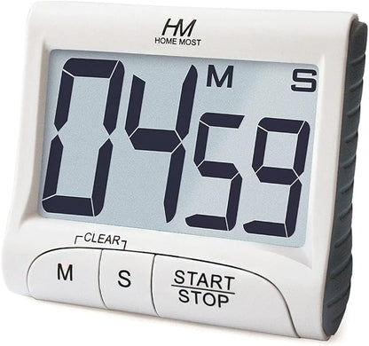 3" Large Display Kitchen Timer - Digital Timer Magnetic Back Loud Alarm On A Rope- White Cooking Timers For Kitchen Teachers Students Games Kids Meetings- Sports Timers For Workouts Exercise by HomeMost