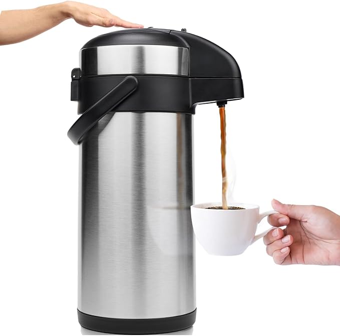 VONDIOR Airpot Coffee Dispenser with Pump - 169 Oz Insulated Stainless Steel Coffee Carafe - Thermal Beverage Dispenser - Coffee Urn for Hot/Cold Water, Party Chocolate Drinks by Vondior