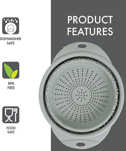 Dexas 10" Collapsible Silicone Colander in Sage, Kitchen Strainer with Handles, 15.1 Cup Capacity | BPA-Free, Heat-Resistant, Space-Saving Kitchen Tool - Image 4