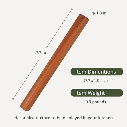 Muso Wood Sapele Wooden Dowel Rolling Pin for Baking,Tapered Roller for Fondant, Pie Crust, Cookie, Pastry (Dowel 17.5inch) - Image 5