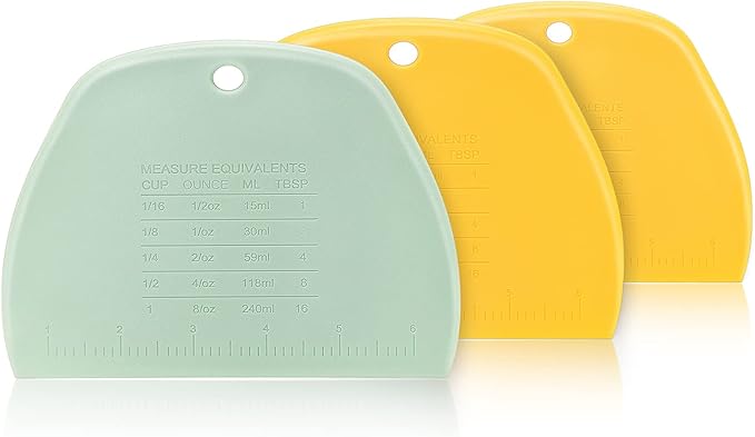 Dough Scraper Bench Scraper for Baking,3 Pieces Food Safe Plastic Dough/Cake/Bread/Pizza Cutter for Kitchen tools