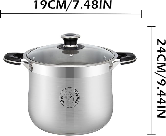 Vivicreate 9 Quart Stainless Steel Stock Pot with Lid Large Induction Cooking Pot for Pasta Soup Boiling Stew with Measurement Marks and Handles