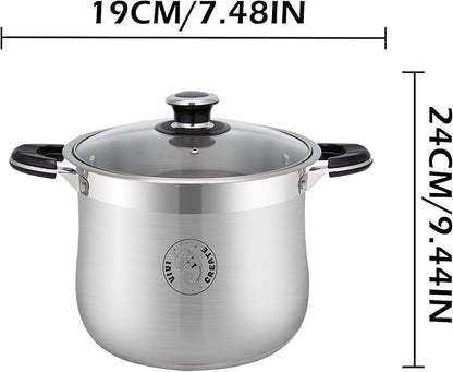 Vivicreate 9 Quart Stainless Steel Stock Pot with Lid Large Induction Cooking Pot for Pasta Soup Boiling Stew with Measurement Marks and Handles
