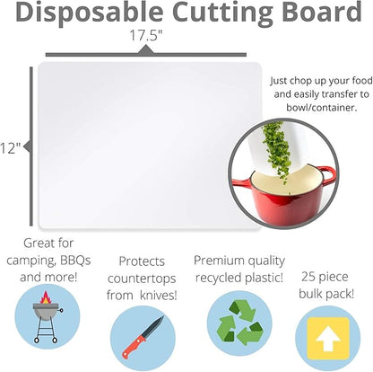 Crown Display 50 Count Premium Quality Disposable Cutting Boards ~10 Inch X 13.5 Inch Disposable Sheets For Kitchen And Commercial Use ~ Patent Pending ~ Recyclable Disposable Cutting Board Sheets