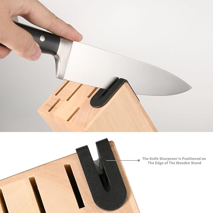 8 Piece German Stainless Steel Knife Set With Block, Ergonomic Handle Chef Knives, Sharpener and Shears for Chopping, Slicing and Cutting - Image 5