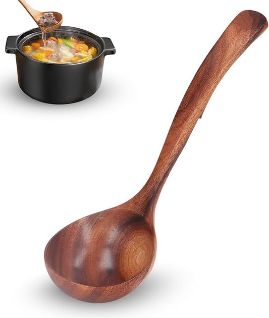 Wooden Ladle, 7.87inch Soup Ladle Wooden Serving Spoon Soup Spoon Ladle for Cooking, Serving and Stirring Kitchen Ladles for Stew Sauces (S) by Unknown