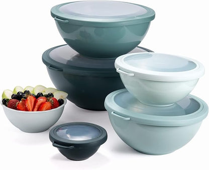 COOK WITH COLOR Mixing Bowls with TPR Lids - 12 Piece Plastic Nesting Bowls Set includes 6 Prep Bowls and 6 Lids, Microwave Safe Mixing Bowl Set (Teal) - Image 9