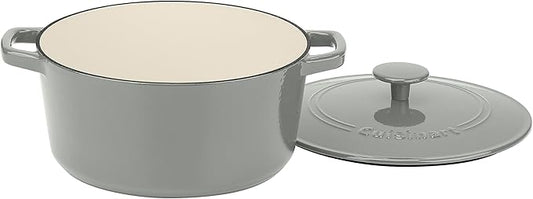 Cuisinart Chef's Classic Enameled Cast Iron Round Covered Casserole (Tea Grey, 5- Quart) by Cuisinart